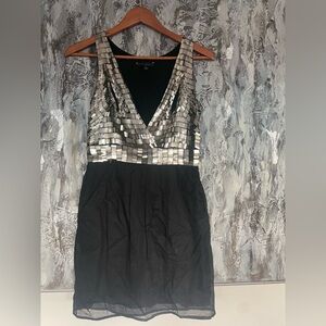 Women's SHERI BODELL  Sleeveless Silver Metallic &Cotton Dress-Black-Size XS